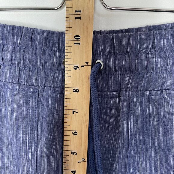 Athleta Womens Cabo Linen Textured Wide Leg Pants Blue Loose Fit Pockets Size 8 - Picture 10 of 12